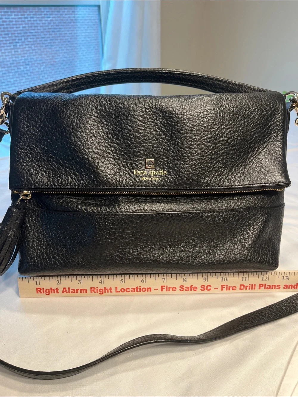 Kate Spade New York Black Pebbled Leather Crossbody Shoulder Bag